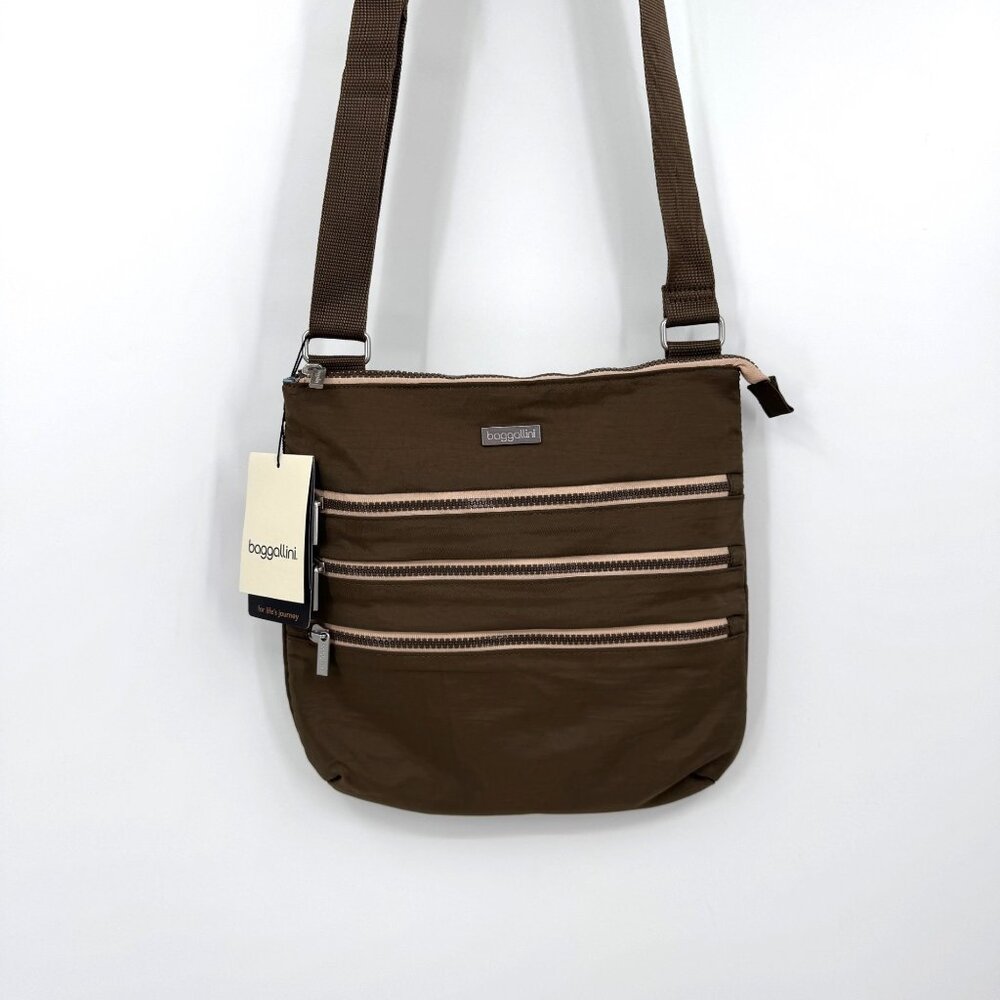 BAGGALLINI Yosemite Crossbody Bag Purse Adjustable Over the Shoulder Tan/Tope Eu